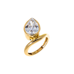 Lab Grown Diamond Pear Bezeled Pinky Ring 14K