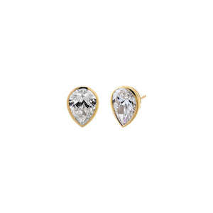 LabGrown Diamond 6 Carats Pear Bezel Stud Earring 14K