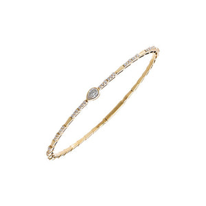 14K Gold Lab Grown Diamond Pear Accent Pleated Bangle14K - Adina Eden's Jewels