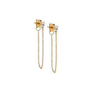 Lab Grown Diamond Pear Chain Drop Stud Earring