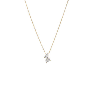 Gold Lab Grown Diamond Pear X Emerald Drop Necklace - Adina Eden's Jewels