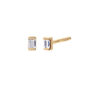 14K Gold / Pair Itty Bitty Diamond Baguette Stud Earring 14K - Adina Eden's Jewels