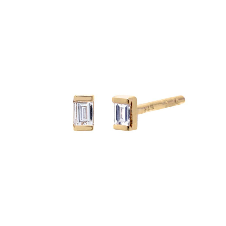 14K Gold / Pair Itty Bitty Diamond Baguette Stud Earring 14K - Adina Eden's Jewels