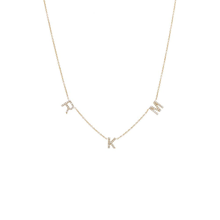 14K Gold / 3 Diamond Pave Triple Initial Necklace 14K - Adina Eden's Jewels