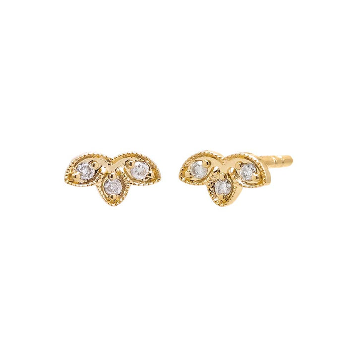 14K Gold Diamond Triple Marquise Stud Earring 14K - Adina Eden's Jewels