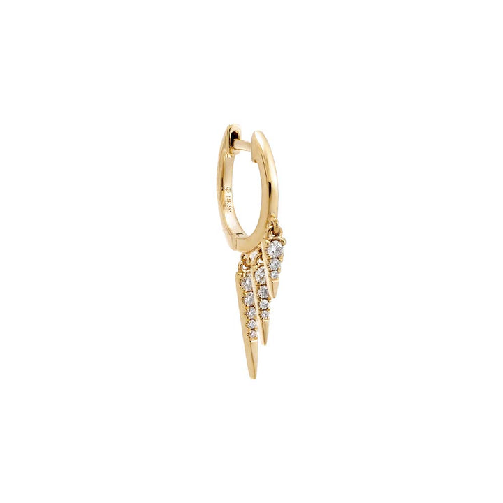 14K Gold / Single Dangling Diamond Spike Huggie Earring 14K - Adina Eden's Jewels