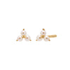 14K Gold / Pair Pearl Trio Cluster Stud Earring 14K - Adina Eden's Jewels