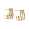 14K Gold / Pair Diamond Pave Triple Caged Stud Earring 14K - Adina Eden's Jewels