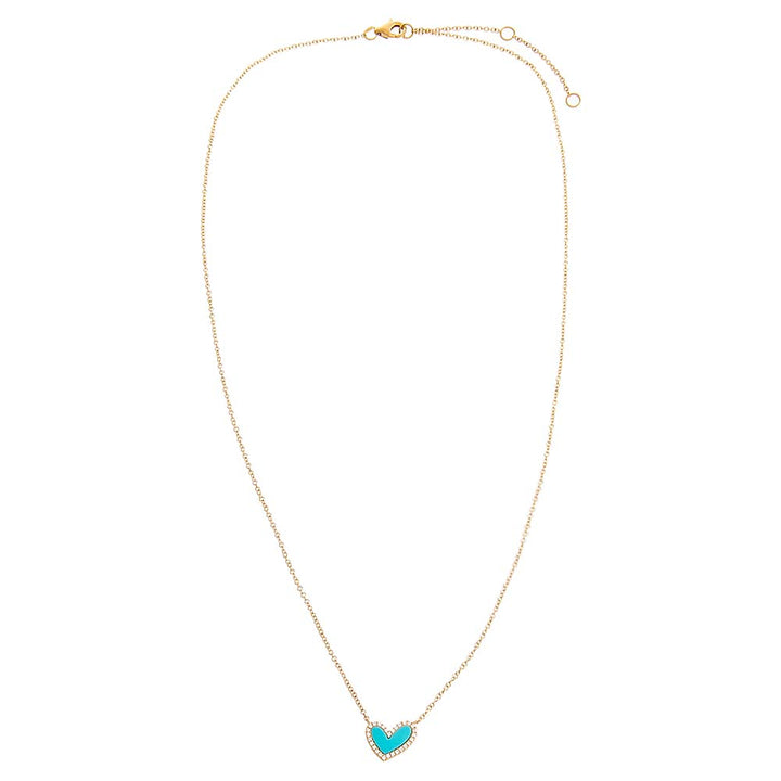  Diamond Pave Stone Heart Necklace 14K - Adina Eden's Jewels