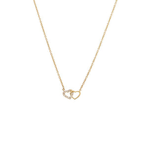 14K Gold Diamond Solid/Pave Intertwined Heart Necklace 14K - Adina Eden's Jewels