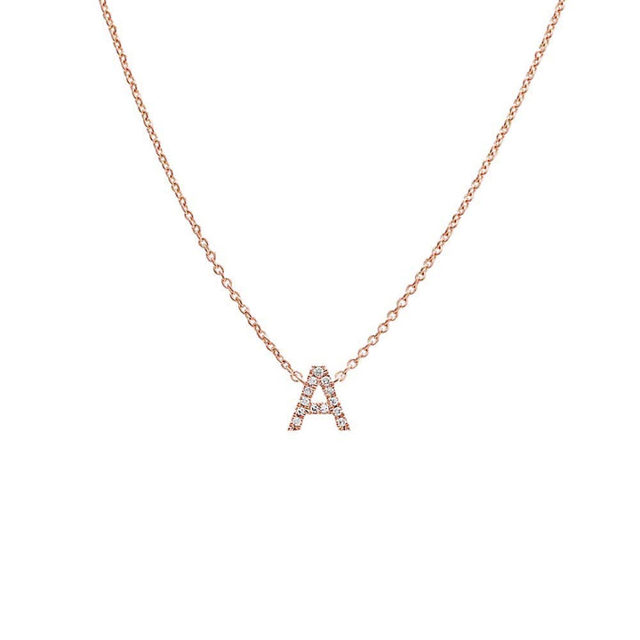 14K Rose Gold Diamond Initial Necklace 14K - Adina Eden's Jewels