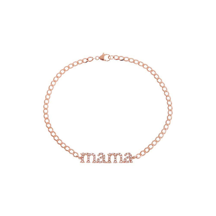 14K Rose Gold Diamond Pave Mama Lowercase Bracelet 14K - Adina Eden's Jewels