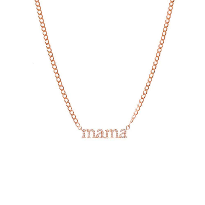 14K Rose Gold Diamond Pave Mama Lowercase Necklace 14K - Adina Eden's Jewels