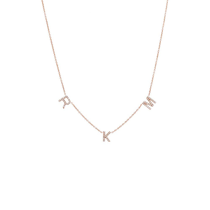 14K Rose Gold / 3 Diamond Pave Triple Initial Necklace 14K - Adina Eden's Jewels