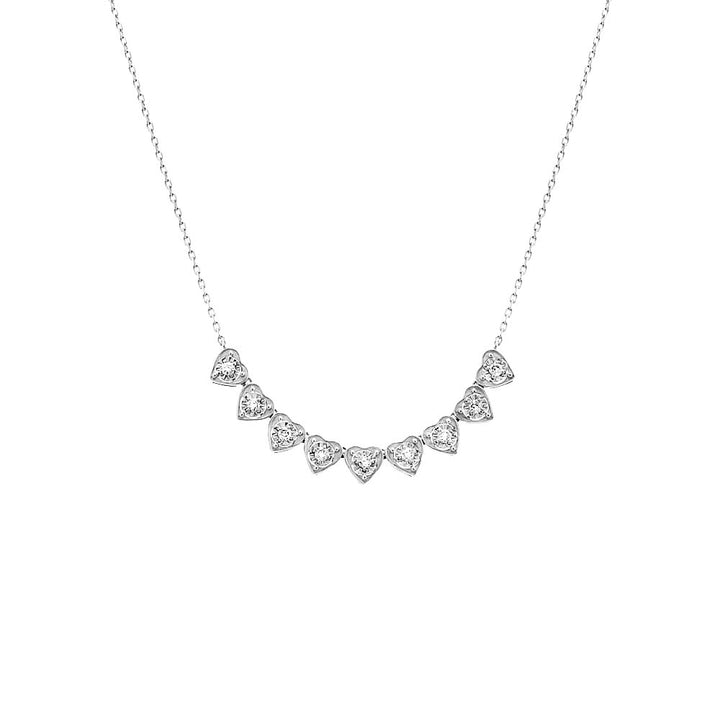 14K White Gold Diamond Multi Heart Necklace 14K - Adina Eden's Jewels