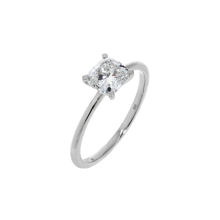 14K White Gold / 5 / 0.50 CT Lab Grown Diamond Cushion Cut Engagement Ring 14K - Adina Eden's Jewels