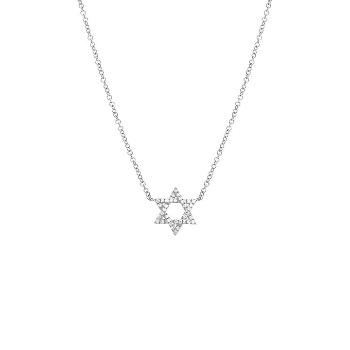 14K White Gold Diamond Pavé Star Of David Necklace 14K - Adina Eden's Jewels