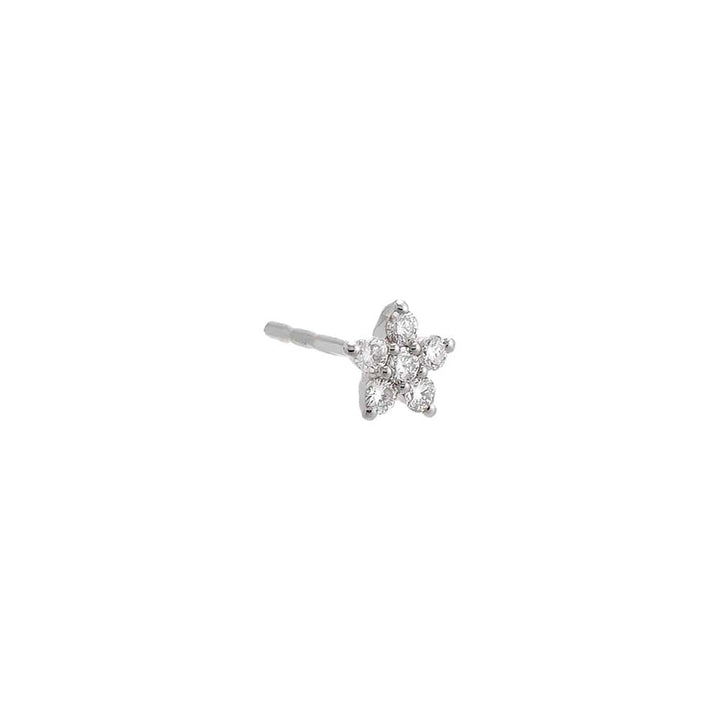 14K White Gold / Single Diamond Flower Stud Earring 14K - Adina Eden's Jewels
