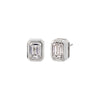  Lab Grown Diamond Emerald Bezel Stud Earring 14K - Adina Eden's Jewels