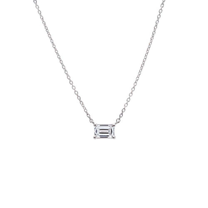  Lab Grown Diamond Emerald Solitaire Necklace 14K - Adina Eden's Jewels
