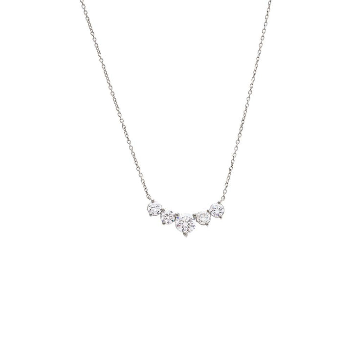 14K White Gold / 2 CT Lab Grown Diamond Small Curved Bar Necklace 14K - Adina Eden's Jewels