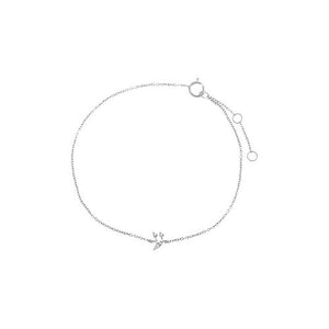 14K White Gold Diamond Pave Mini Hebrew Initial Bracelet 14K - Adina Eden's Jewels