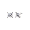 14K White Gold / 0.25 CT Lab Grown Diamond Princess Cut Four Prong Stud Earring 14K - Adina Eden's Jewels