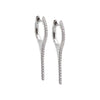 14K White Gold / 25MM / Pair Diamond Pave Elongated Spike Huggie Earring 14K - Adina Eden's Jewels