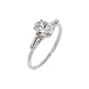 14K White Gold / 5 Lab Grown Diamond Oval Cut Tapered Baguette Engagement Ring 14K - Adina Eden's Jewels