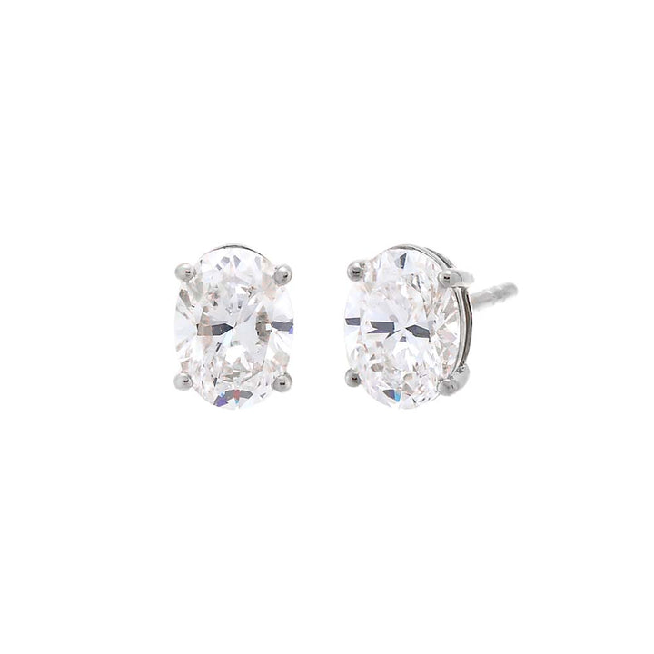14K White Gold / 1.5 CT Lab Grown Diamond Oval Four Prong Stud Earring 14K - Adina Eden's Jewels