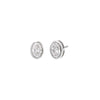 14K White Gold / 1 CT Lab Grown Diamond Oval Bezel Stud Earring 14K - Adina Eden's Jewels