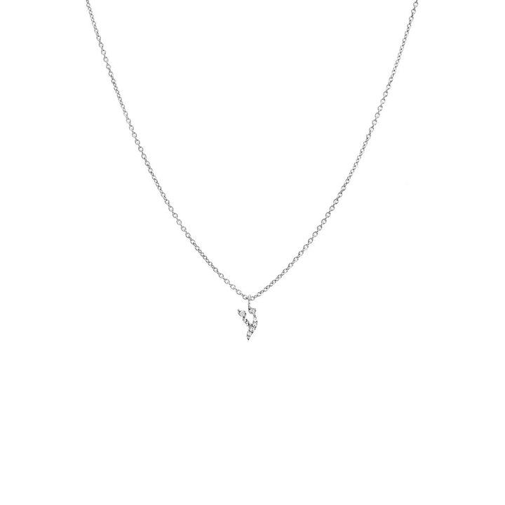 14K White Gold Diamond Pave Hebrew Initial Necklace 14K - Adina Eden's Jewels