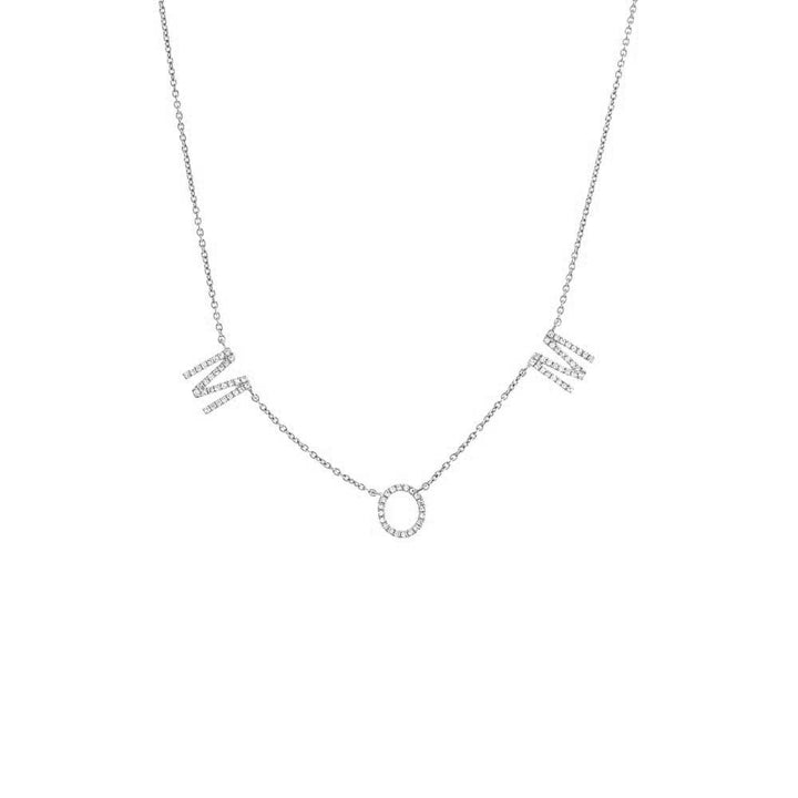 14K White Gold Diamond Pave Mom Necklace 14K - Adina Eden's Jewels