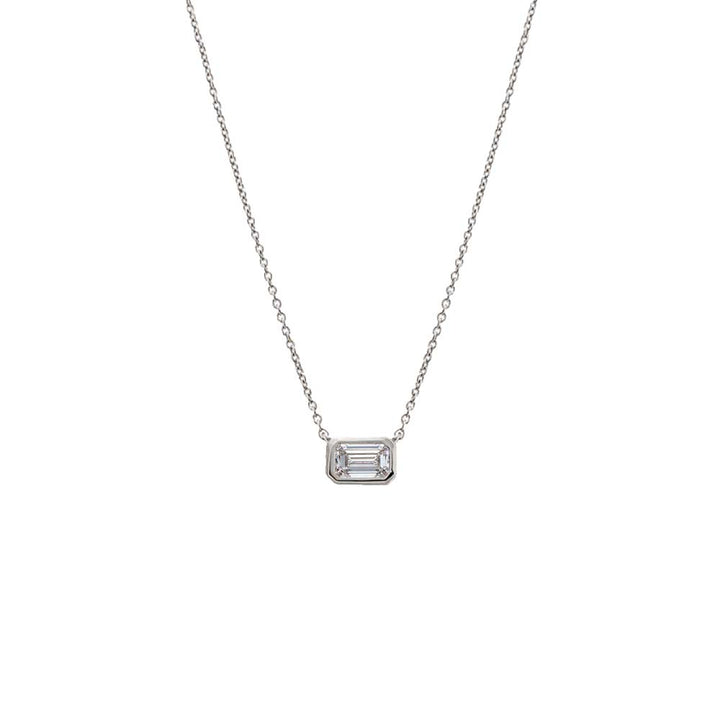  Lab Grown Diamond Emerald Bezel Necklace 14K - Adina Eden's Jewels