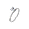 14K White Gold / 5 Lab Grown Diamond Pave Emerald Cut Engagement Ring 14K - Adina Eden's Jewels