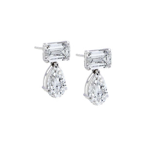 Lab Grown Diamond Emerald/Pear Floating Stud Earring 14K