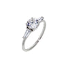 14K White Gold / 5 Lab Grown Diamond Round Cut Tapered Baguette Engagement Ring 14K - Adina Eden's Jewels