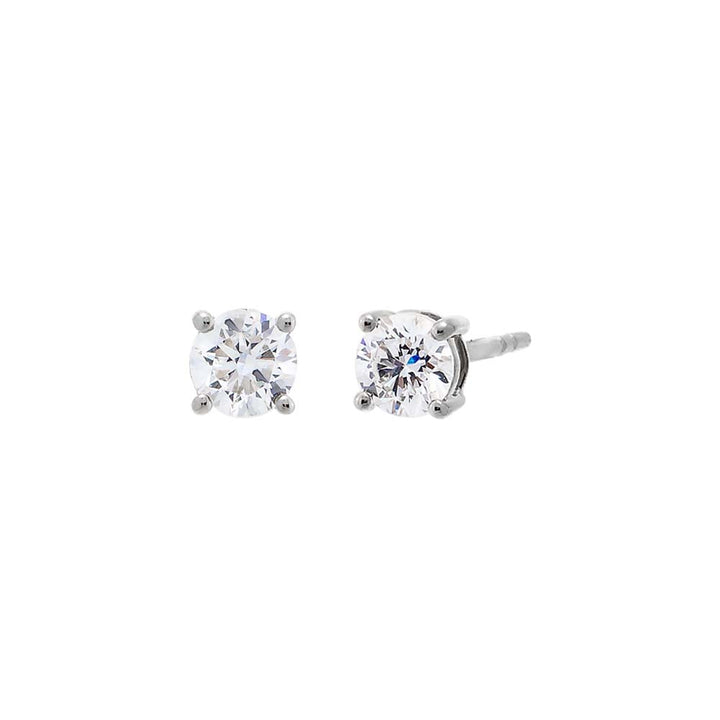 14K White Gold / 0.50 CT Lab Grown Diamond Solitaire Four Prong Stud Earring 14K - Adina Eden's Jewels