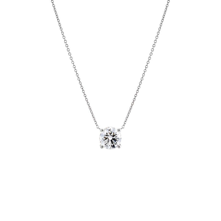 14K White Gold / 0.25 CT Lab Grown Diamond Round Solitaire Necklace 14K - Adina Eden's Jewels