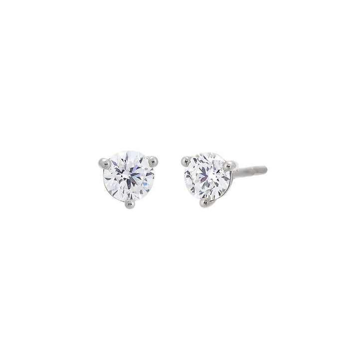14K White Gold / 0.50 CT Lab Grown Diamond Solitaire Three Prong Stud Earring 14K - Adina Eden's Jewels