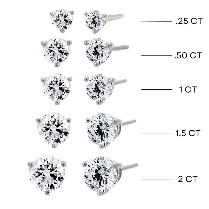 Lab Grown Diamond Solitaire Three Prong Stud Earring 14K