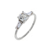 14K White Gold / 5 Lab Grown Diamond Princess Cut Tapered Baguette Engagement Ring 14K - Adina Eden's Jewels
