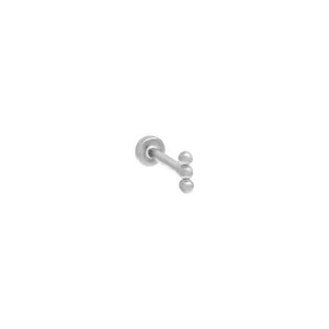 White Gold / 8MM Piercing Tiny Beaded Bar Threaded Stud Earring 14K - Adina Eden's Jewels