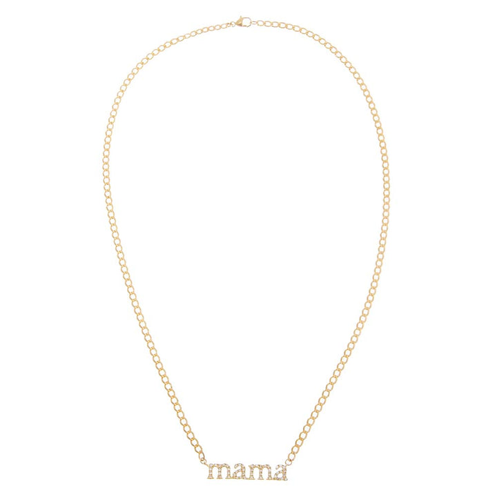 Diamond Pave Mama Lowercase Necklace 14K - Adina Eden's Jewels