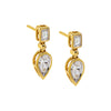 14K Gold Diamond Emerald X Pear Drop Stud Earring 14K - Adina Eden's Jewels