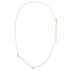 Diamond Pave Star & Moon Necklace 14K - Adina Eden's Jewels
