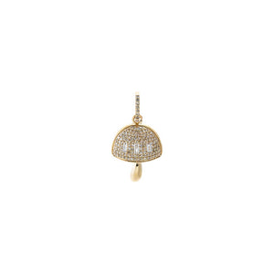 14K Gold Diamond Pave X Baguette Mushroom Charm 14K - Adina Eden's Jewels