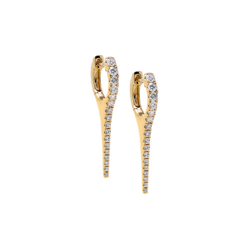 14K Gold / 23MM Diamond Graduated Claw Huggie Earring 14K - Adina Eden's Jewels