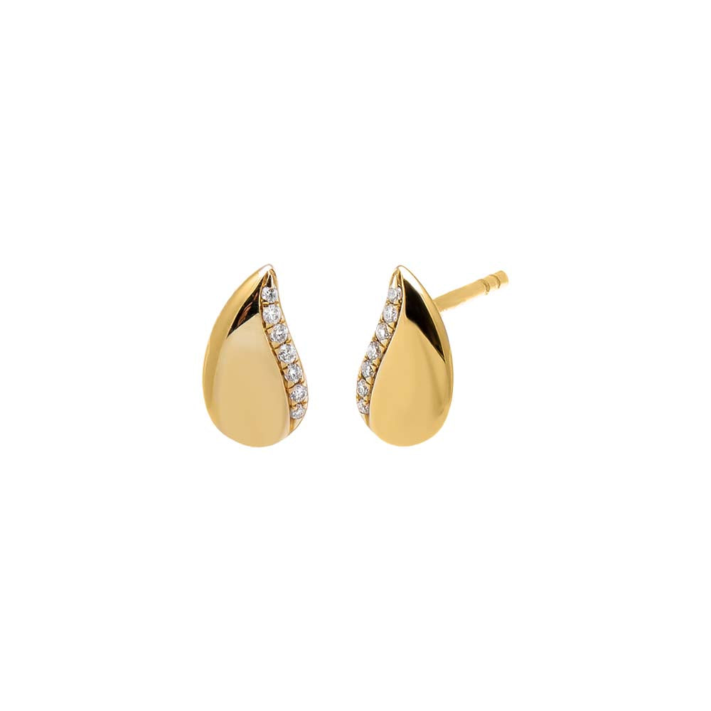 Diamond Pave Pear Shape Stud Earring 14K - Adina Eden's Jewels