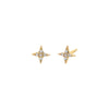 14K Gold Diamond Set Starburst Stud Earring 14K - Adina Eden's Jewels